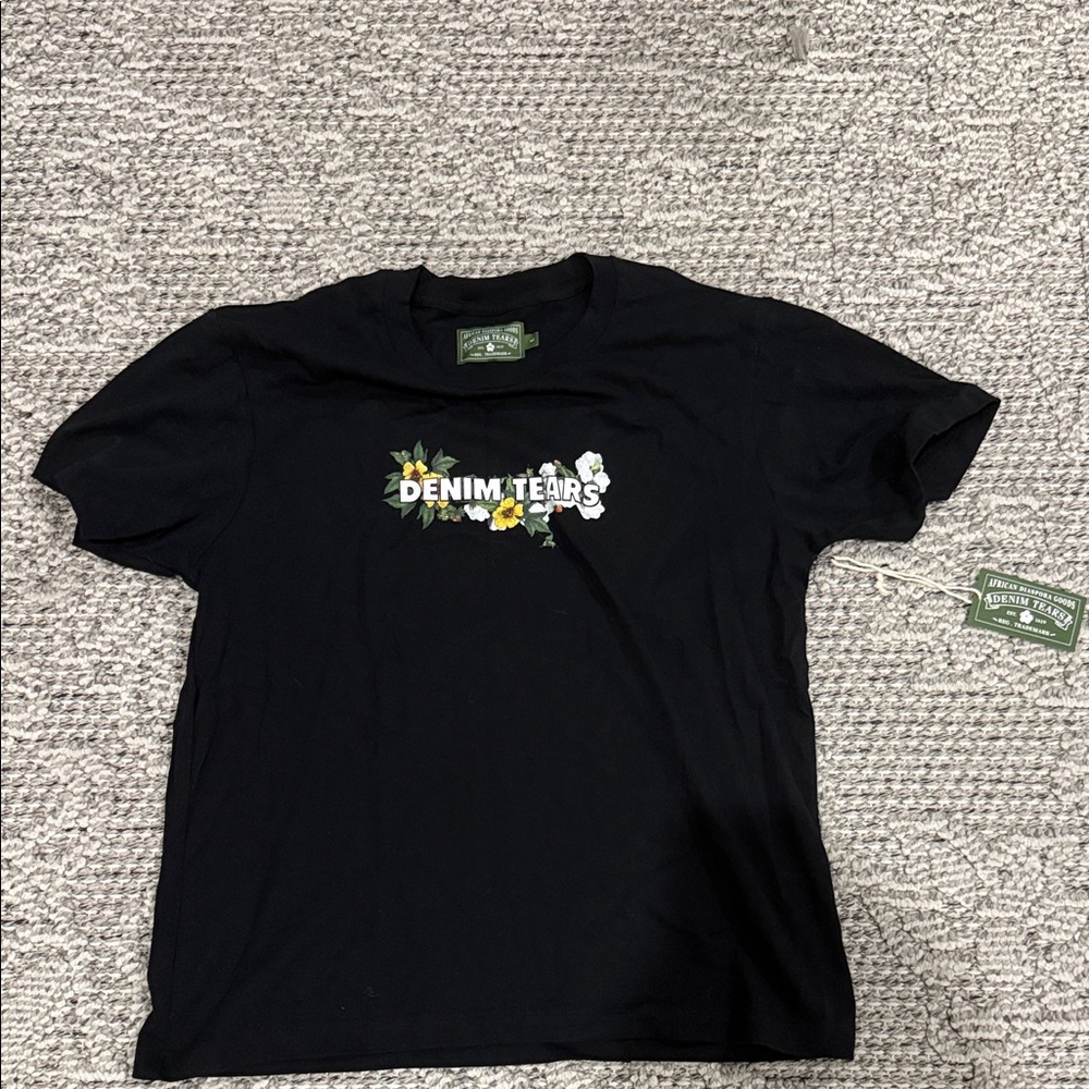 Denim Tears Black Floral Logo Tee